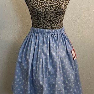 Calico fabric blue print skirt. Never worn. Handmade.